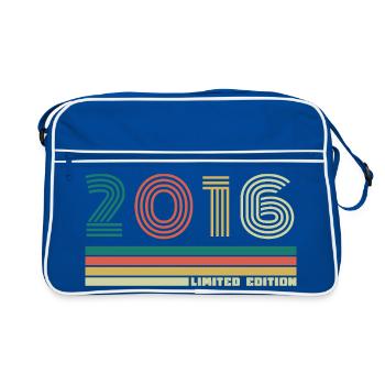 10 Jahre 2016 Vintage Retro Jubiläum - Retro Tasche - Blau/Weiß - Vorne