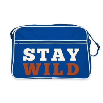 Bleib wild - Retro Tasche - Blau/Weiß - Vorne