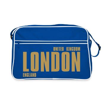 London Gold Lettering - Retro Bag - blue/white - Front