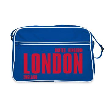 Londres en lettres rouges – Typographie - Sac Retro - bleu/blanc - Devant