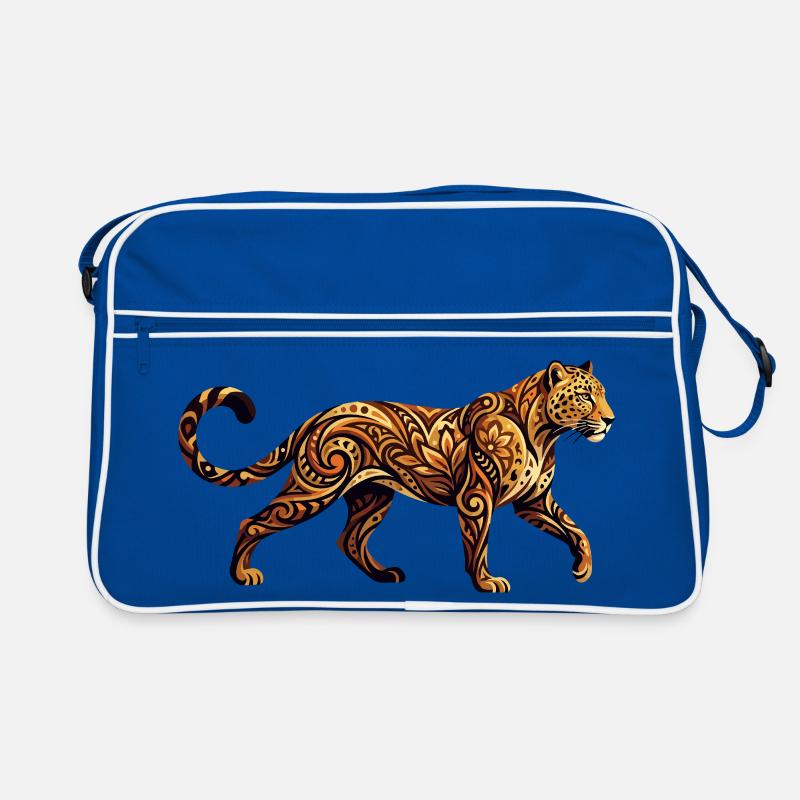 Ornamented Leopard Tribal Floral Pattern Motif Retro Bag