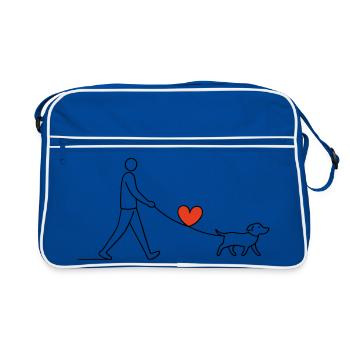 Promenade de cœur Chien Amour Cœur Amour Amour animal - Sac Retro - bleu/blanc - Devant