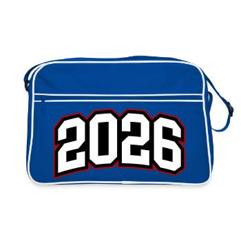 2026 Jahr - Retro Tasche - Blau/Weiß - Vorne