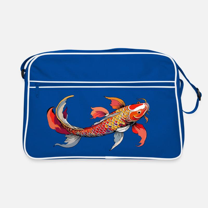 Rainbow Koi on Black Retro Bag