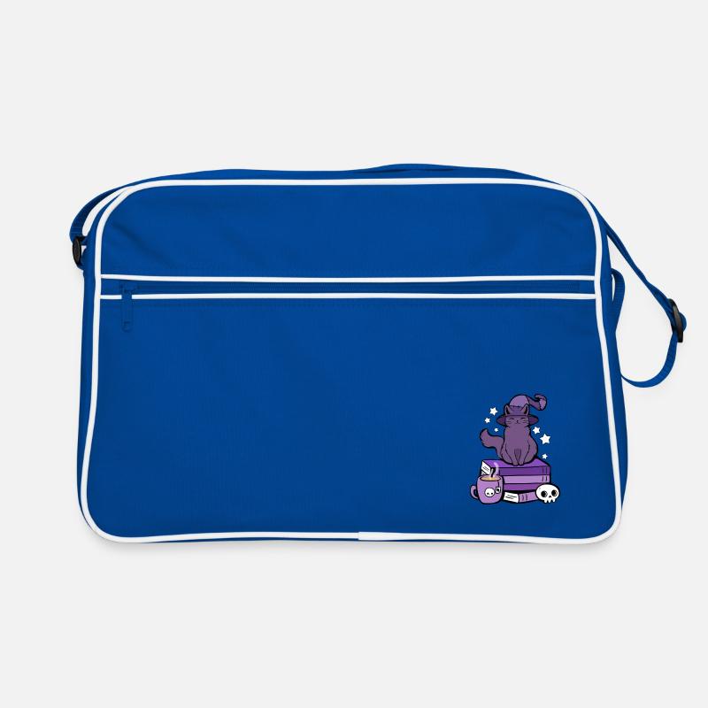 WITCH CAT - Retro Tasche - Blau/Weiß