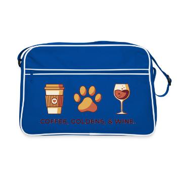 Coffee Goldens und Weinwochenend-Essentials - Retro Tasche - Blau/Weiß - Vorne