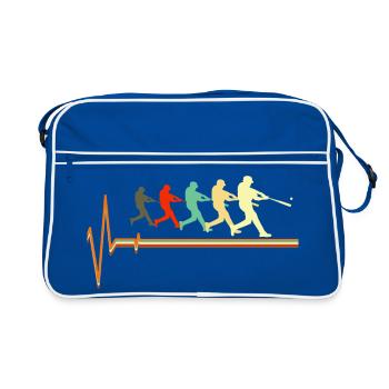Baseball Herzschlag EKG Puls Retro Batter Sports - Retro Tasche - Blau/Weiß - Vorne