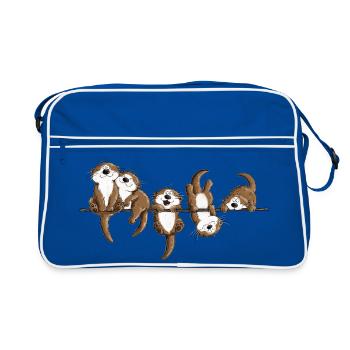 Otter Team Wildtiere Freundschaft Tierhumor - Retro Tasche - Blau/Weiß - Vorne