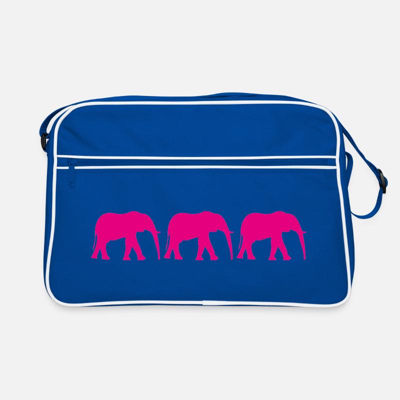 Pink elephants in a repeating pattern Retro Bag
