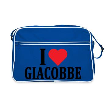 t-shirt J’aime Jacob idée cadeau t-shirt - Sac Retro - bleu/blanc - Devant