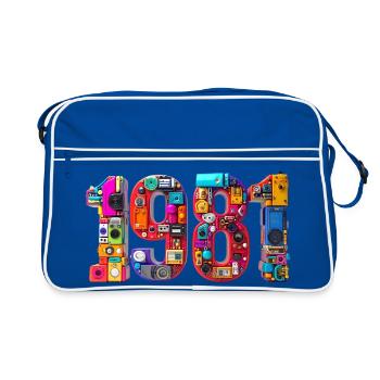 1981 – Date of birth, high school diploma, wedding, birth - Retro Bag - blue/white - Front