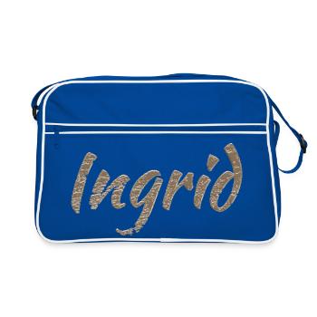 Geschenk für Ingrid - Retro Tasche - Blau/Weiß - Vorne