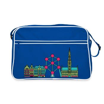 Skyline de Bruxelles Atomium Modern Line Art - Sac Retro - bleu/blanc - Devant