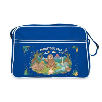Prehistoric Pals Dino & Friends - Retro Tasche - Blau/Weiß - Vorne