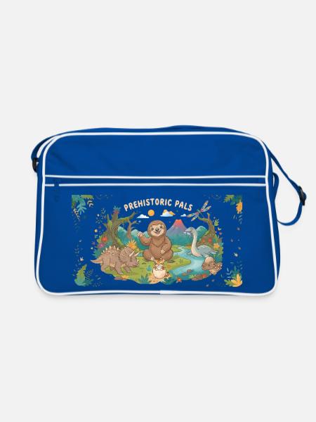 Prehistoric Pals Dino & Friends - Retro Tasche - Blau/Weiß