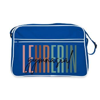Lehrerin Gymnasium Gymnasiallehrerin Geschenk - Retro Tasche - Blau/Weiß - Vorne