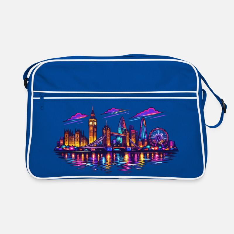Neon London Skyline Night Retro Bag