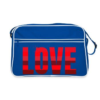 Love in Red Stripe Design - Retro Bag - blue/white - Front
