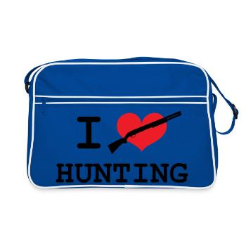 J'aime chasser - Sac Retro - bleu/blanc - Devant