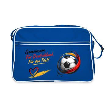 Gemeinsam Fußball Herzdesign - Retro Tasche - Blau/Weiß - Vorne