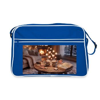 Kaminzauber Kuschelabend - Retro Tasche - Blau/Weiß - Vorne