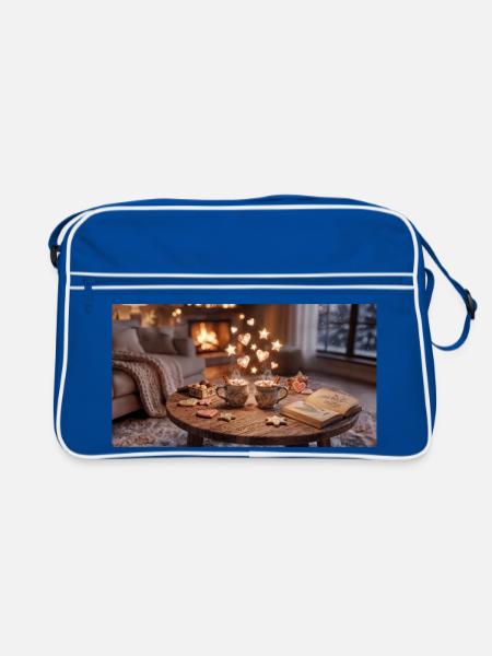 Kaminzauber Kuschelabend - Retro Tasche - Blau/Weiß