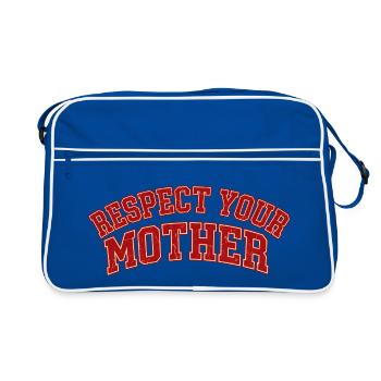 Lustiges Respect your mother shirt design - Retro Tasche - Blau/Weiß - Vorne