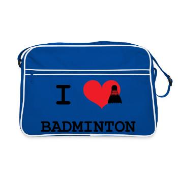 j'aime le badminton - Sac Retro - bleu/blanc - Devant