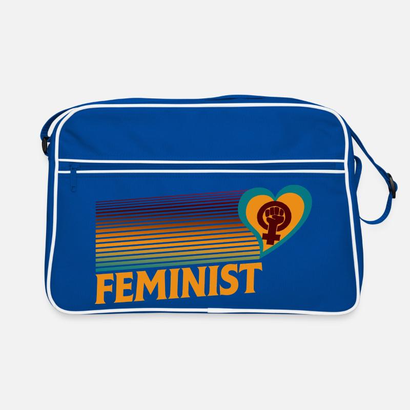 Feministischer Herzfaust-Regenbogen Retro Tasche