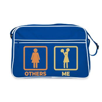 Cheerleading Strichfiguren - Retro Tasche - Blau/Weiß - Vorne