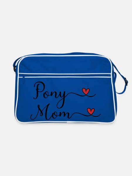 Pony Mama - Retro Tasche - Blau/Weiß - Vorne