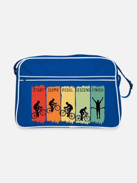 Retro Cycling Steps Start Climb Pedal Finish - Retro Tasche - Blau/Weiß