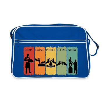 Retro Sculpting Steps Schnitzen Modell Verfeinerung Geschenk - Retro Tasche - Blau/Weiß - Vorne