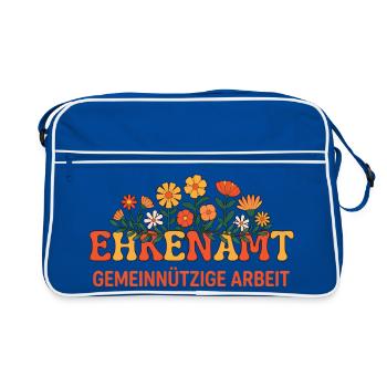 Ehrenamt Blumen Gemeinnützige Arbeit - Retro Tasche - Blau/Weiß - Vorne