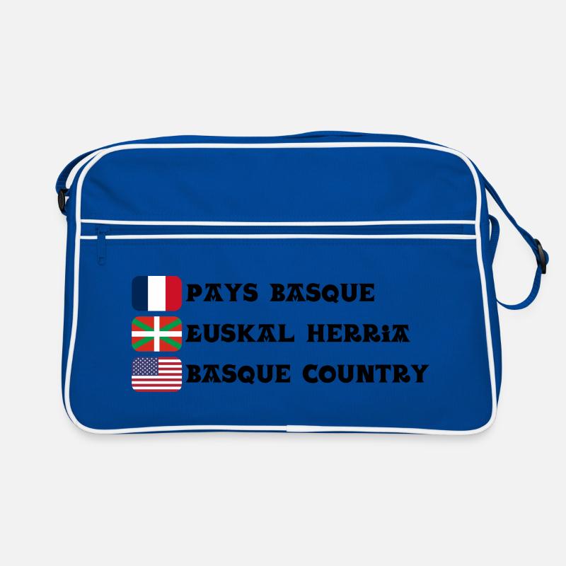 Pays Basque : drapeaux Français, Basque, Américain Sac Retro