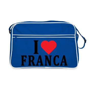 t-shirt J’aime Franca idée cadeau t-shirt - Sac Retro - bleu/blanc - Devant