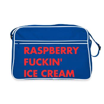 Glace à la framboise - Lettrage rouge - Sac Retro - bleu/blanc - Devant