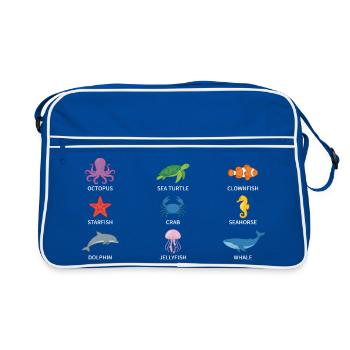 Conception de la faune sous-marine - Sac Retro - bleu/blanc - Devant