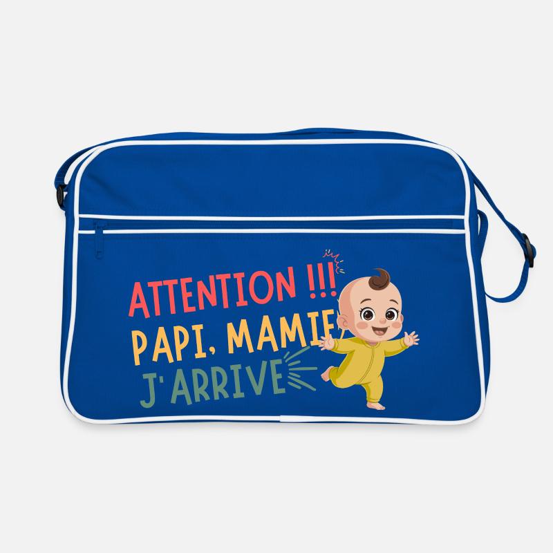 Attention Papi, Mamie J'arrive Annonce Bébé Humour Sac Retro