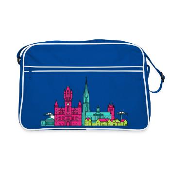 Aberdeen City Skyline Marischal College Art - Retro Tasche - Blau/Weiß - Vorne