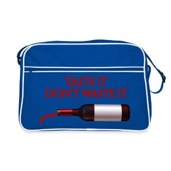 Goûte-le, ne le gaspille pas - T-shirt Drôle de vin - Sac Retro - bleu/blanc - Devant