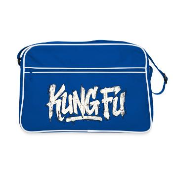 Kung Fu Handschrift Graffiti - Retro Tasche - Blau/Weiß - Vorne