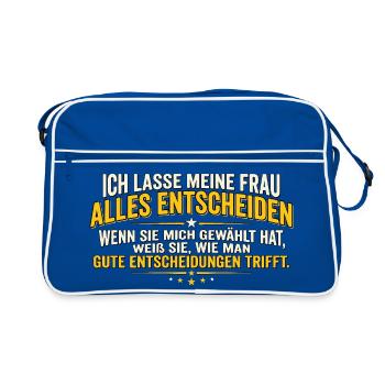 Meine Frau weiß, was Gut Ist. Sie Hat Mich Gewählt - Retro Tasche - Blau/Weiß - Vorne