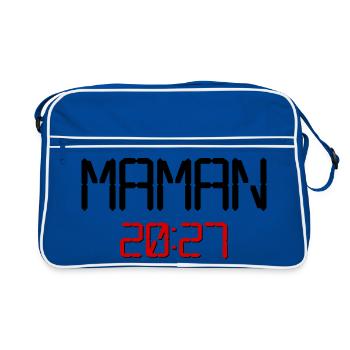 Französische Mama 2027 - Retro Tasche - Blau/Weiß - Vorne