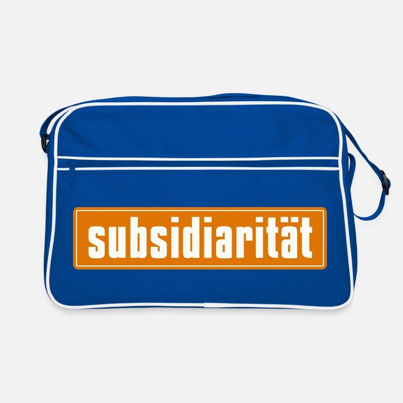Subsidarity Schriftzug auf Background Retro Tasche