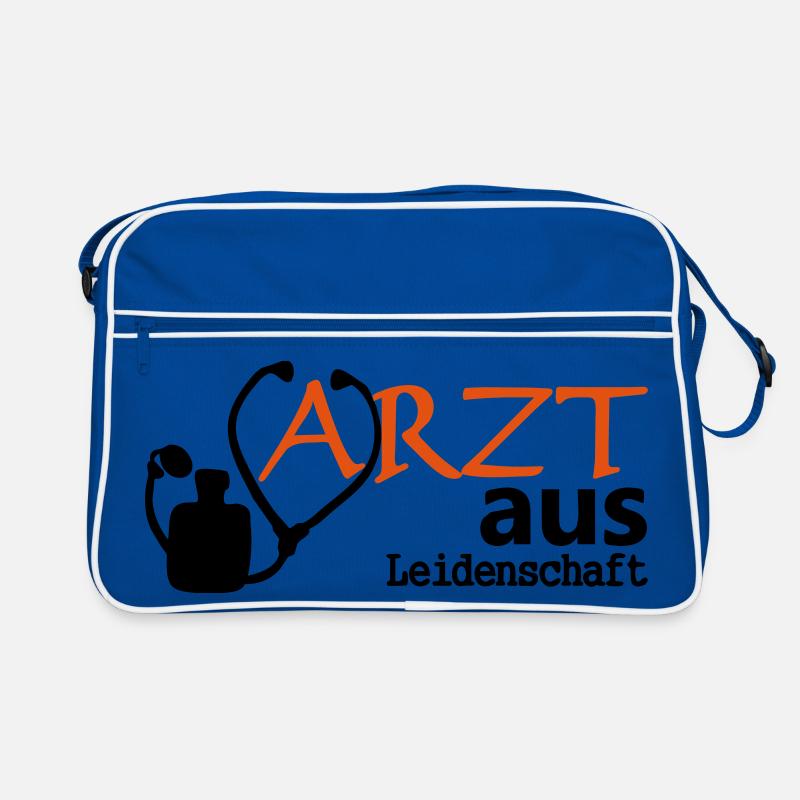 Arzt aus Leidenschaft Geschenk - Retro Tasche - Blau/Weiß