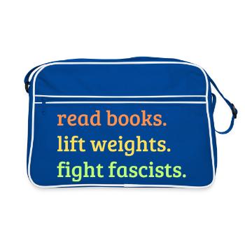 Read Books Lift Weights Fight Fascists - Sac Retro - bleu/blanc - Devant