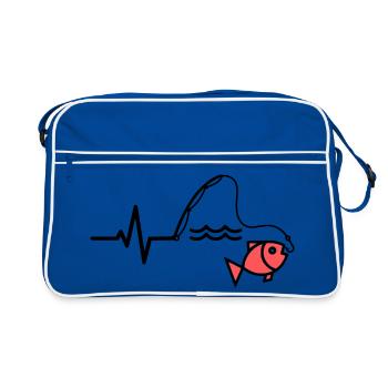 ECG Fishing Rod Fish Outline - Retro Bag - blue/white - Front