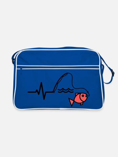 ECG Fishing Rod Fish Outline - Retro Bag - blue/white - Front