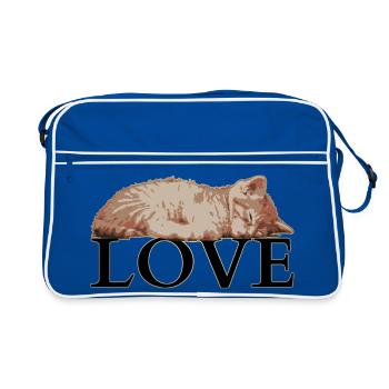Sleeping Cat LOVE – Cozy Katzenliebe - Sac Retro - bleu/blanc - Devant